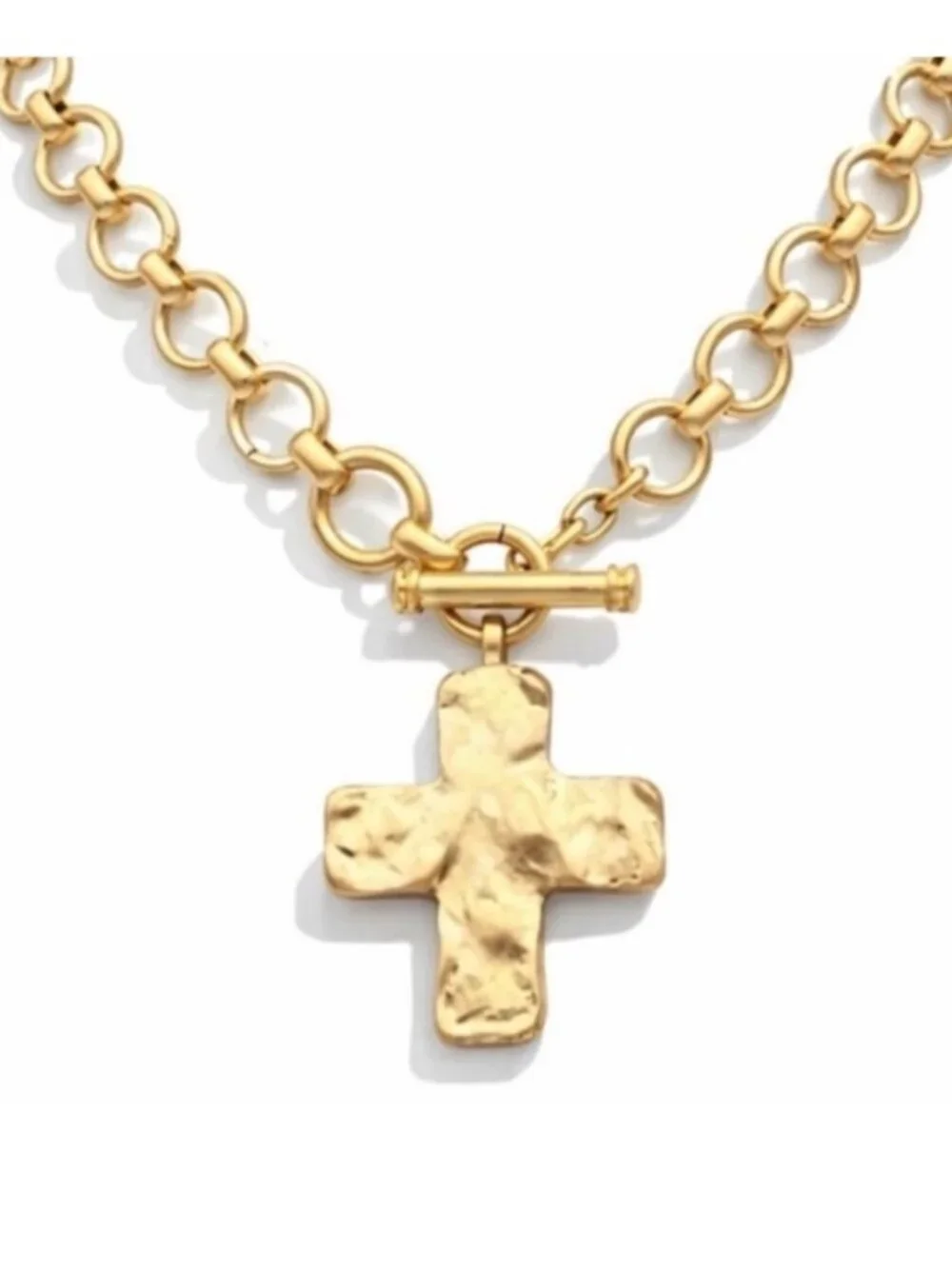 New! Viral Hammered Gold Cross Necklace (1012) NWOT